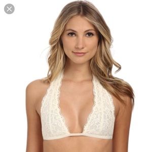 Truly Madly Halter Lace Bralette- Ivory- Small